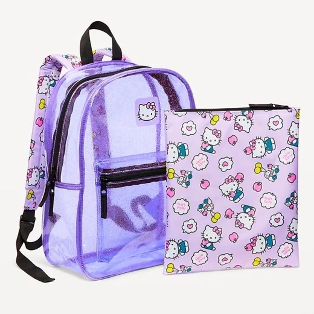 Hello Kitty Purple Glitter Backpack and Pouch